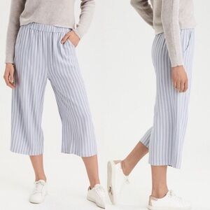 American Eagle-Stripe Wide Leg Cropped Summer Pants (Size:Medium)